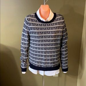 A.L.C. Black and White Patterned Crew Neck Sweater size small